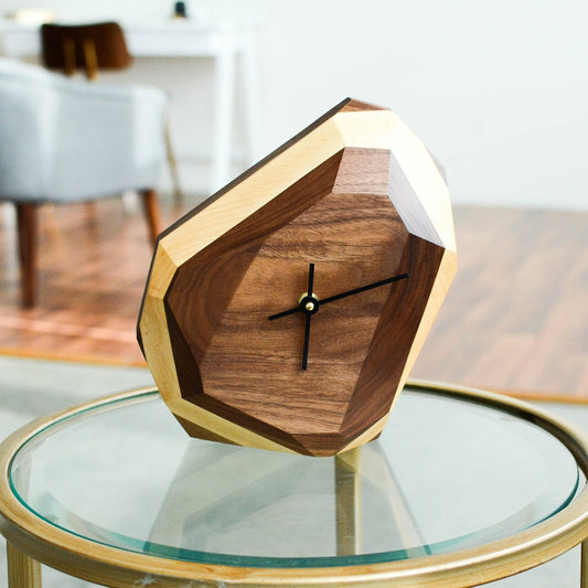 Introducing our stunning solid wood geometric carved clock, a timeless fusion of artistry and functionality. Whether adorning a table or gracing a wall, its intricate design captivates with elegance. Crafted to elevate any space, this versatile timepiece adds a touch of sophistication to your decor. Embrace exquisite craftsmanship with every glance